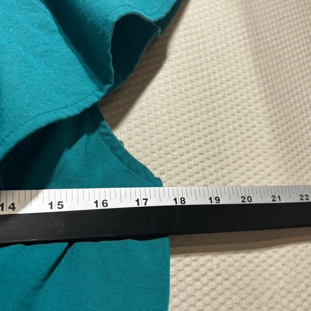 Entro Teal Green Ruffle Mini Dress Medium Flutter Sleeve Smocked Tiered Boho - Picture 7 of 10